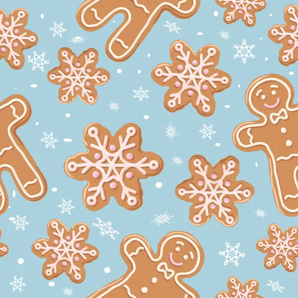 Christmas gingerbread seamless pattern. — Stock Vector