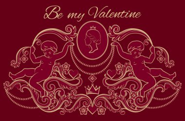 Mutlu Sevgililer günü kartı vintage zengin Kraliyet tarzı.