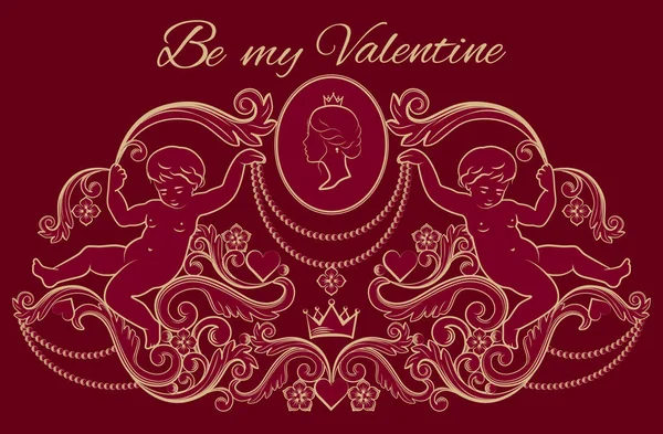 Mutlu Sevgililer günü kartı vintage zengin Kraliyet tarzı.