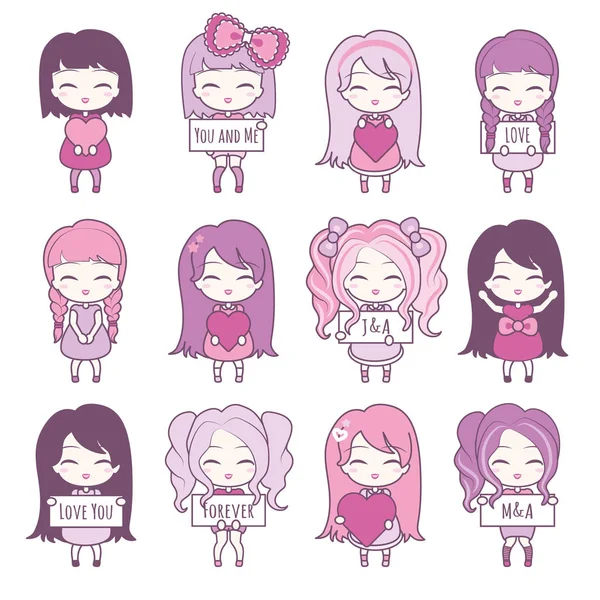 Funny holiday anime stickers Vector Art Stock Images | Depositphotos