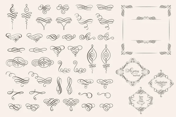 Set collection of vector calligraphic elements and page decorations. — Stock Vector