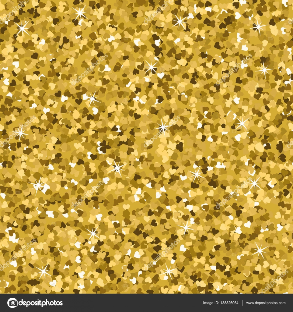 Seamless Yellow Gold Glitter Texture Shimmer Hearts Love Background