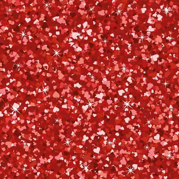 Απρόσκοπτη φωτεινό κόκκινο glitter υφή. Shimmer καρδιές αγάπη φόντο. — Διανυσματικό Αρχείο