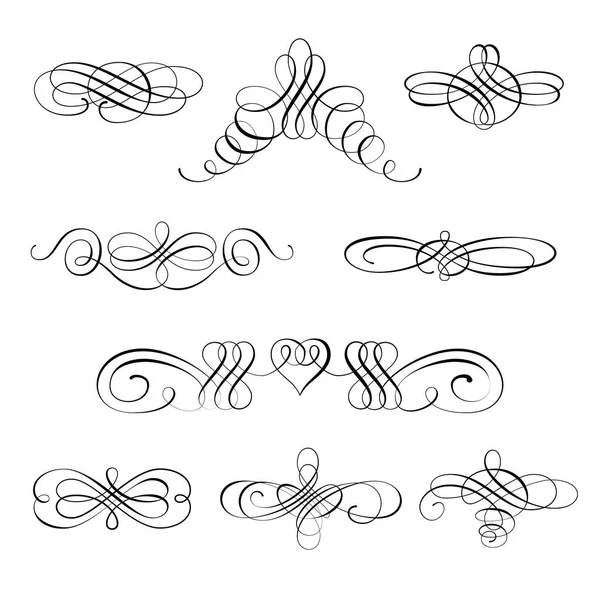 Ensemble vectoriel d'éléments de conception calligraphique et de décorations de page — Image vectorielle