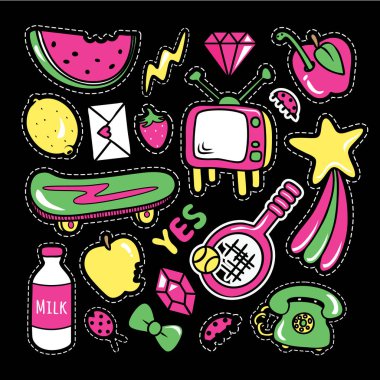 Pop sanat tarzı koleksiyonlarında çıkartmaları