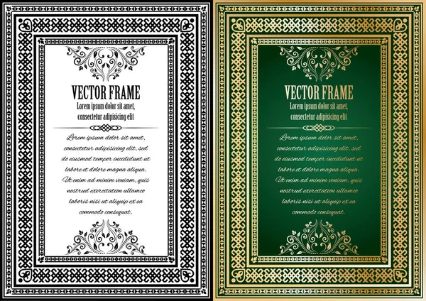 Conjunto de dos marcos ornamentados vintage con texto de muestra . — Vector de stock