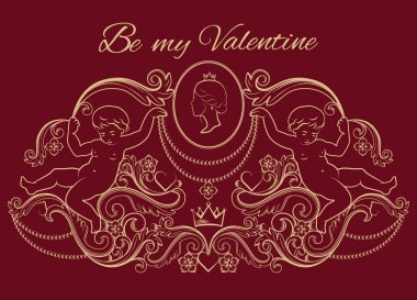 Mutlu Sevgililer günü kartı vintage zengin Kraliyet tarzı.