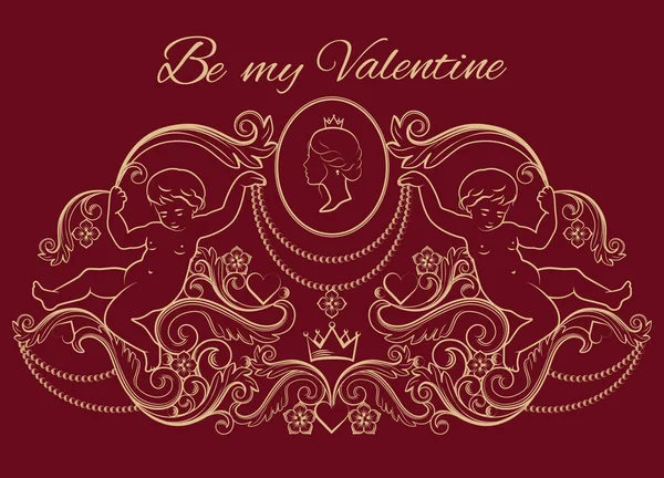 Mutlu Sevgililer günü kartı vintage zengin Kraliyet tarzı.
