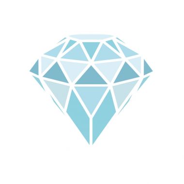 Beyaz arka plan üzerinde izole geometrik mavi elmas.