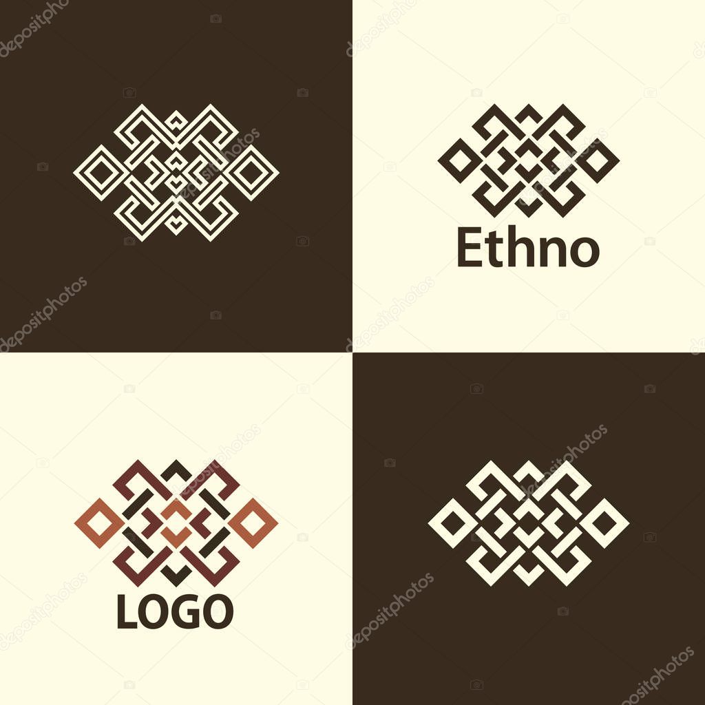Set collection of the endless knot or eternal knot designs. One sign in different variations for your logo, tattoo, patterns... Vector illustration.