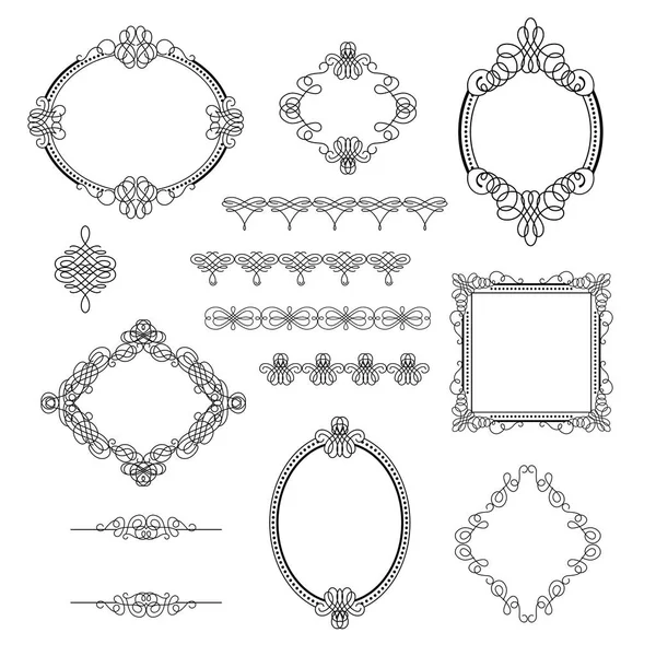 Zestaw kolekcji elementów kaligraficzne, ramki, znaki — Wektor stockowy