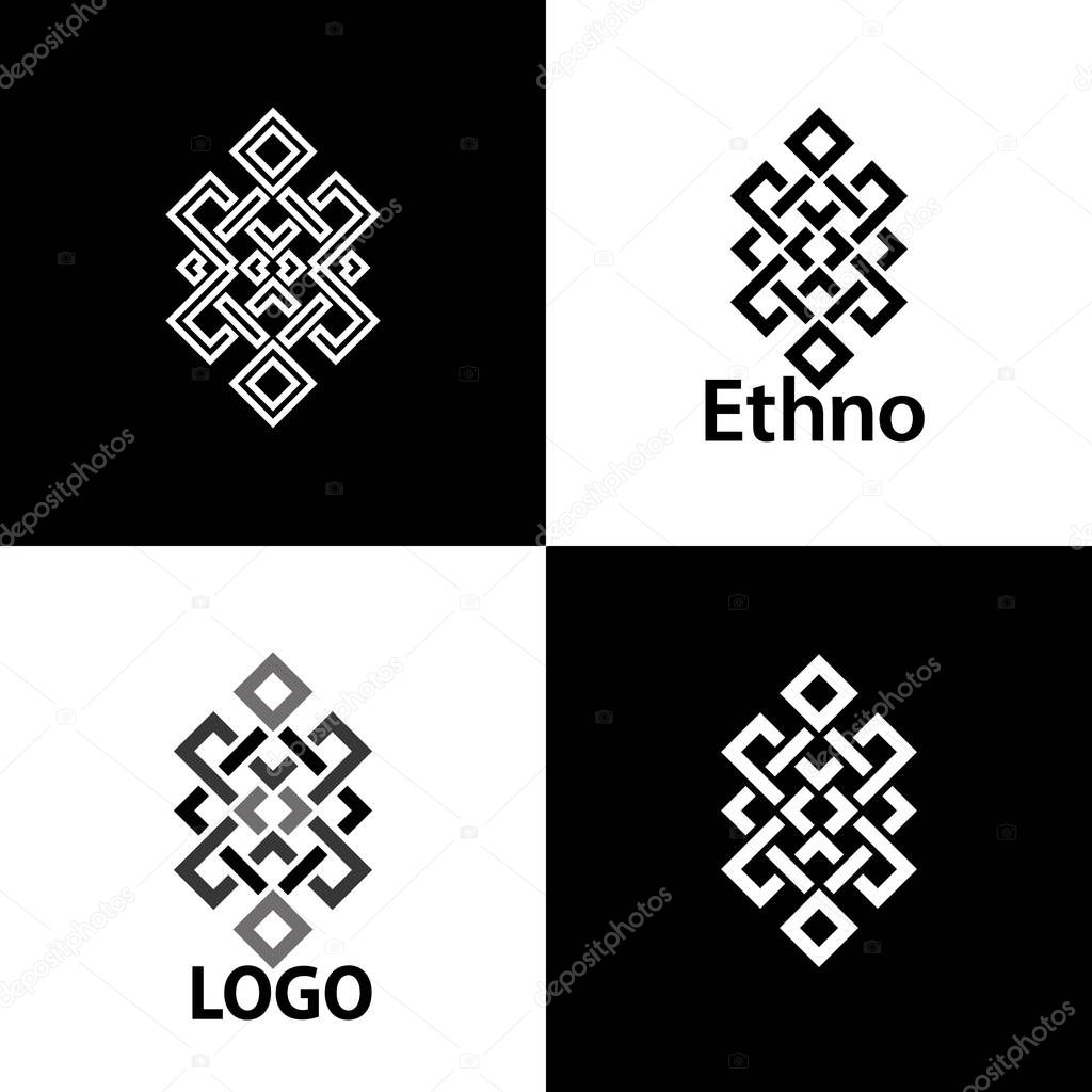 Set collection of the endless knot or eternal knot designs. One sign in different variations for your logo, tattoo, patterns... Vector illustration.