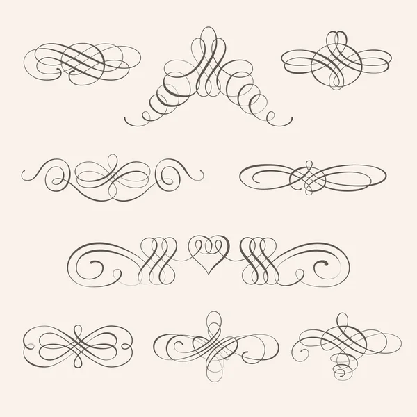 Conjunto vectorial de elementos de diseño caligráfico y decoraciones de página — Vector de stock