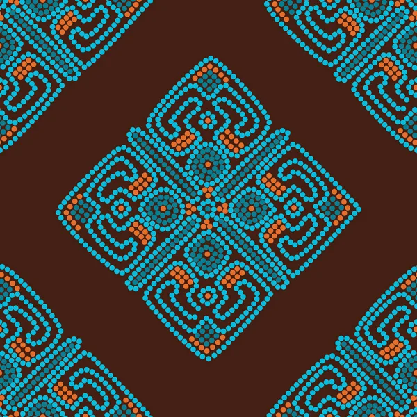 Ethnic seamless pattern background in brown and blue colors — Stock Vector