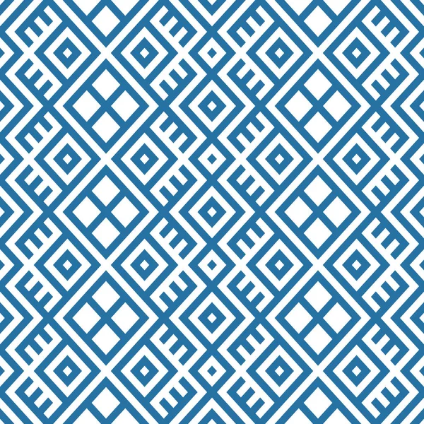 青と白の色で幾何学的なエスニック パターン背景 — ストックベクタ