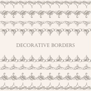 Kenarlıklar bej renkli arka plan üzerinde izole kaligrafi retro tarzı koleksiyonu ayarla.