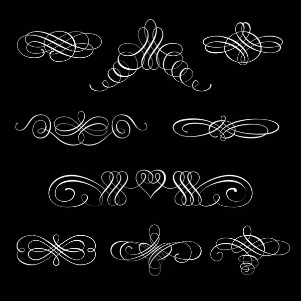 Vector set of calligraphic design elements and page decorations — Stock Vector