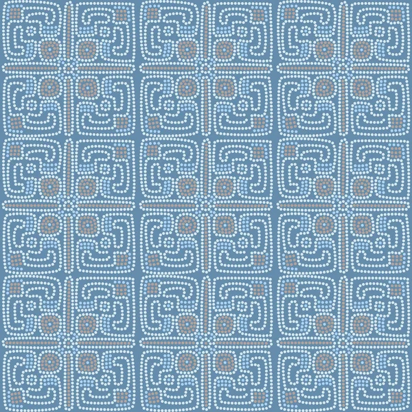 Etnikai mozaik mintás háttérrel, kék színben — Stock Vector