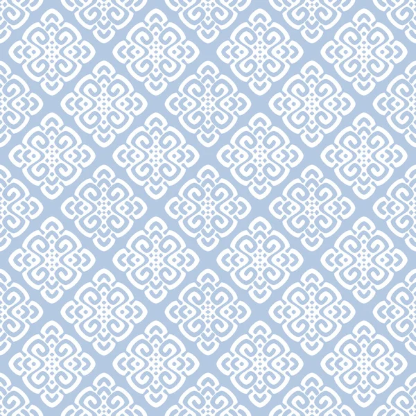 Ilustración vectorial del patrón de damasco blanco y azul — Vector de stock