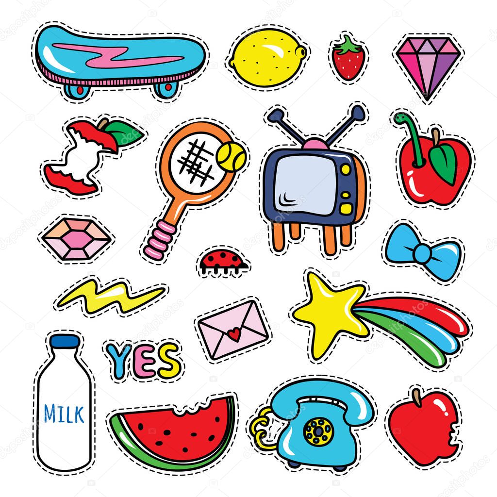 Stickers collections in pop art style