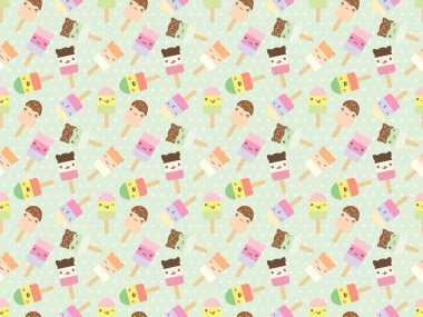 örüntüsünde sevimli kawaii tarzı dondurma çubukları