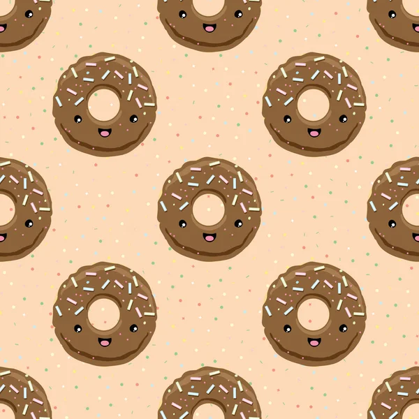 Безшовний візерунок з шоколадними глазурованими пончиками — стоковий вектор
