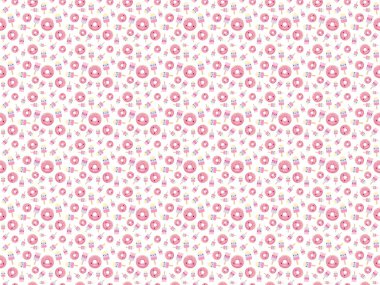 Seamless modeli. dondurma ve pembe sırlı donuts tarz sevimli kawaii.