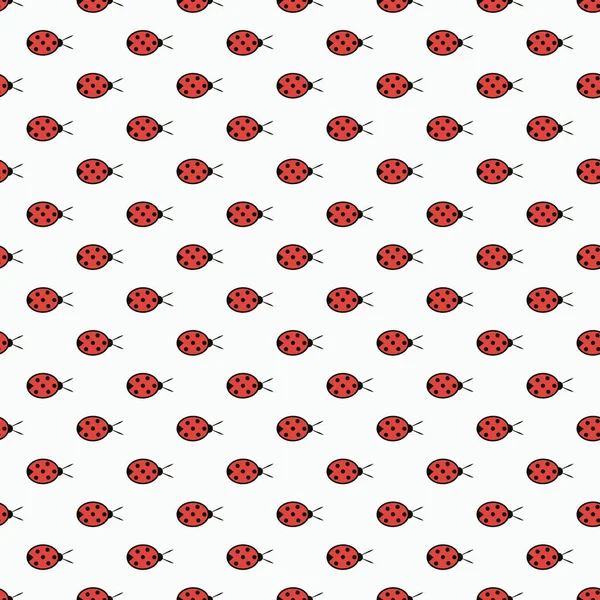Nahtloses Muster mit Marienkäfern auf weißem Hintergrund. Vektorillustration. — Stockvektor
