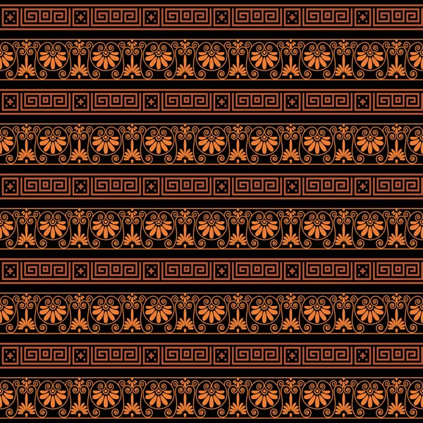 Färgglada ljusa etniska sömlös randigt mönster bakgrund i orange och svarta färger — Stock vektor