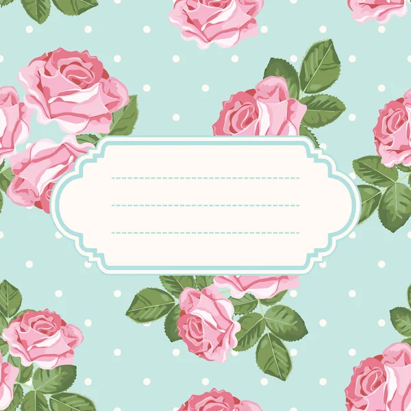 Shabby chic rosa patrón sin costuras sobre fondo de lunares — Vector de stock