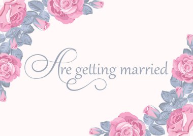 Çiçek düğün davetiye kartı şablonu metin ile.