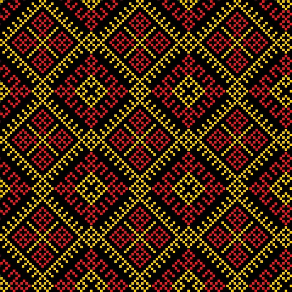 Fond de motif sans couture ethnique, illustration vectorielle textures traditionnelles en rouge, orange, jaune et noir — Image vectorielle