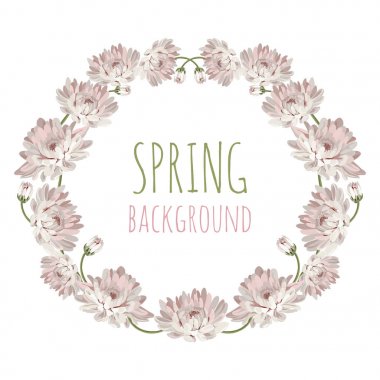 Kasımpatı diyorsunuz. Dekoratif daire kare tasarımınız için çiçekli. Çiçek kartı şablonu. Vektör çizim. Düğün, tebrik kartları, metin veya fotoğraf için