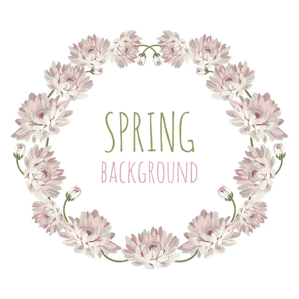 Kasımpatı diyorsunuz. Dekoratif daire kare tasarımınız için çiçekli. Çiçek kartı şablonu. Vektör çizim. Düğün, tebrik kartları, metin veya fotoğraf için