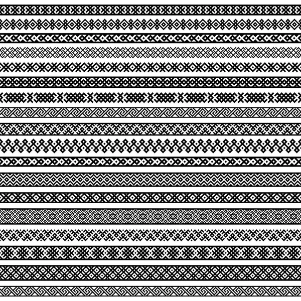 Border decoration elements patterns in black and white colors. Vector illustrations. — Stock Vector