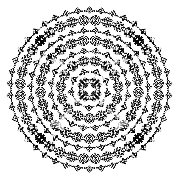 Tekstur etnis monokromatik. Bentuk vektor ornamental bulat diisolasi dengan warna putih. Latar belakang pola arabesque Oriental. Ilustrasi vektor - Stok Vektor