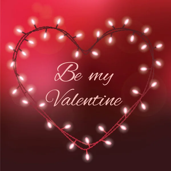 День Святого Валентина фон з яскравими вогнями і текст Be my Valentine — стоковий вектор