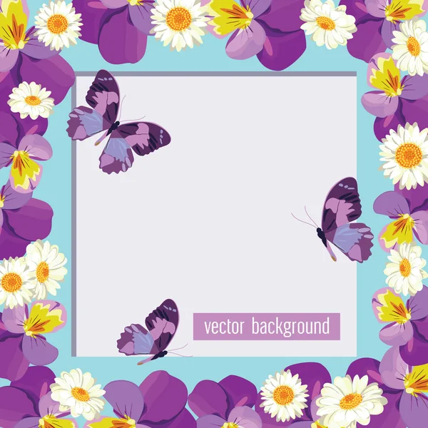Šablona květinový kartu s prázdný rám — Stockový vektor
