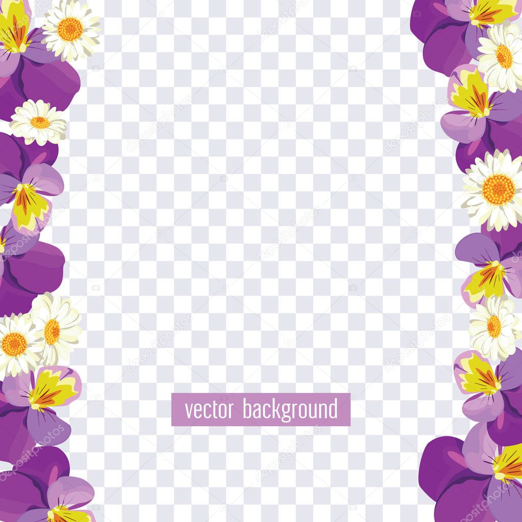 Floral borders on transparent background. Vector illustration