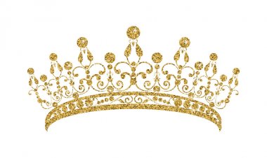 Işıltılı Diadem. Altın taç beyaz arka plan üzerinde izole.