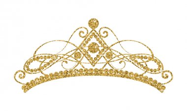 Işıltılı Diadem. Altın taç beyaz arka plan üzerinde izole.