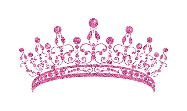 Csillogó Diadem. Rózsaszín tiara elszigetelt fehér background. — Stock Vector