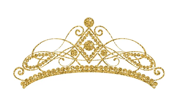 Csillogó Diadem. Golden tiara elszigetelt fehér background. — Stock Vector