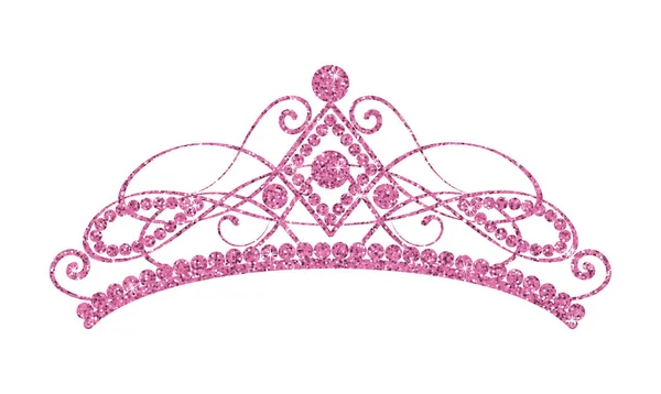 Glittering Diadem. Pink tiara isolated on white background. — Stock Vector