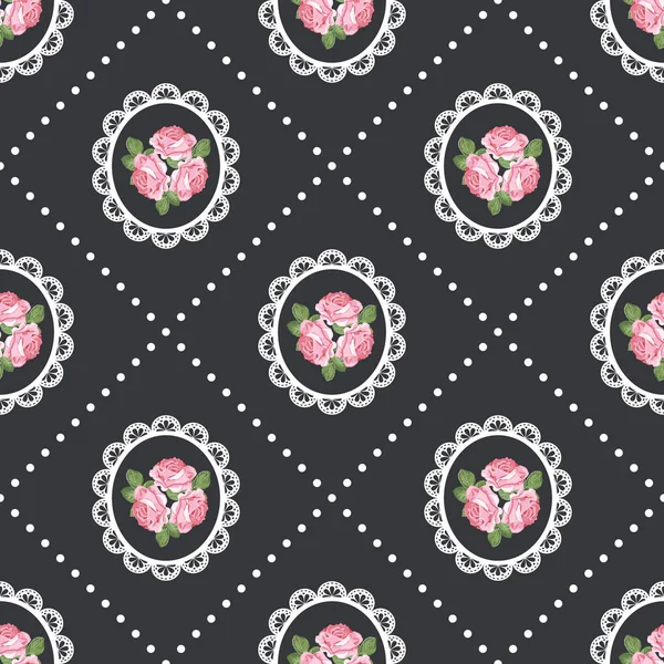 Shabby Chic Rose nahtlose Muster Hintergrund — Stockvektor