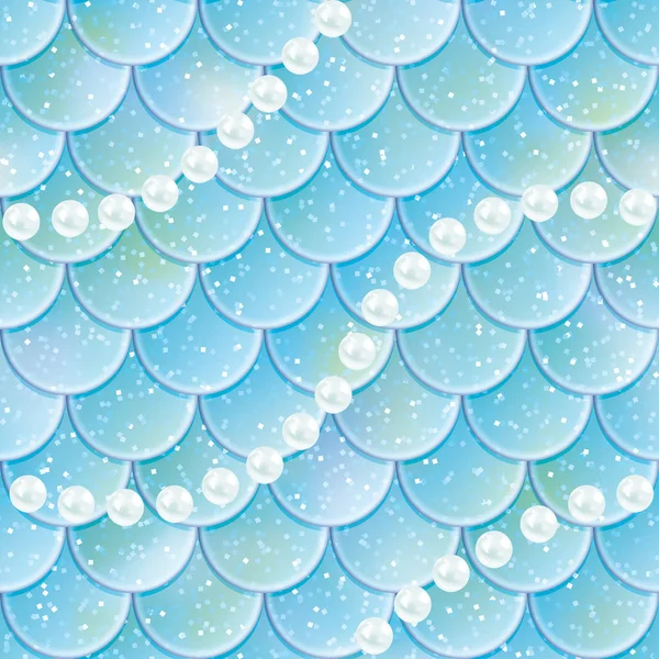 Échelles de poisson et perles motif sans couture. Texture queue de sirène. Illustration vectorielle — Image vectorielle