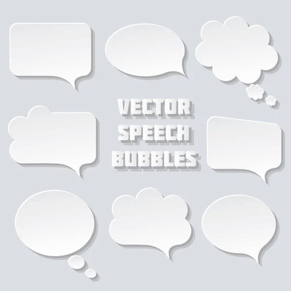 Bianco vuoto discorso bolle raccolta carta set isolato su sfondo grigio. Illustrazione vettoriale — Vettoriale Stock