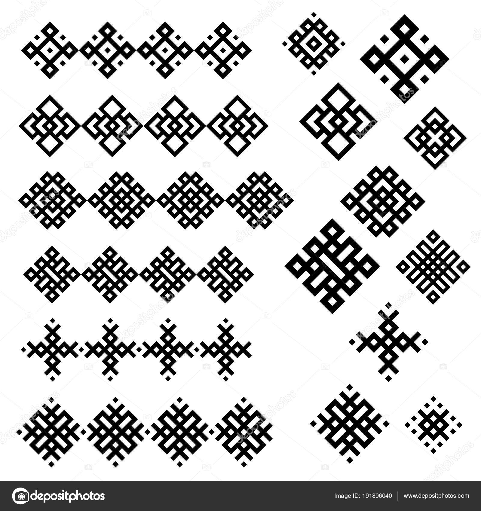 A set of black and white geometric designs. Signs and borders. Vector ...