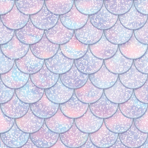 Glitter peixe escala padrão sem costura. Textura de cauda de sereia. Ilustração vetorial — Vetor de Stock