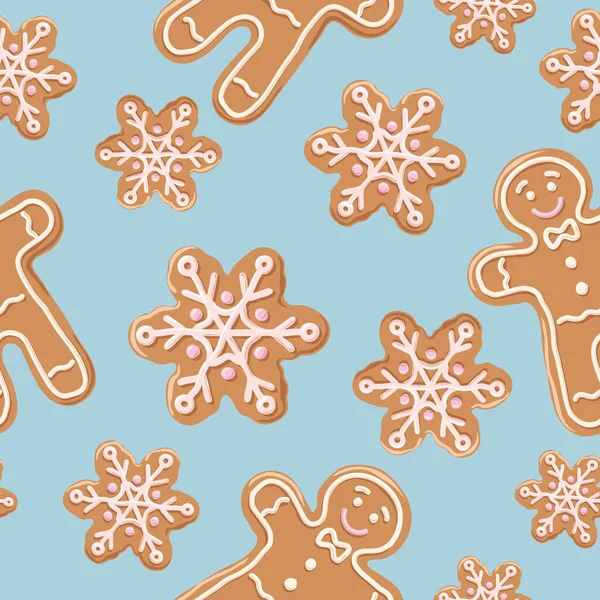 Christmas gingerbread seamless pattern. — Stock Vector